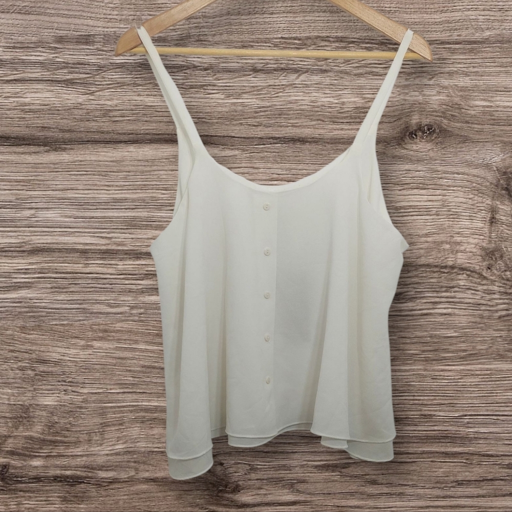 Paper Crane Women's Size Large Blouse White Sleeveless